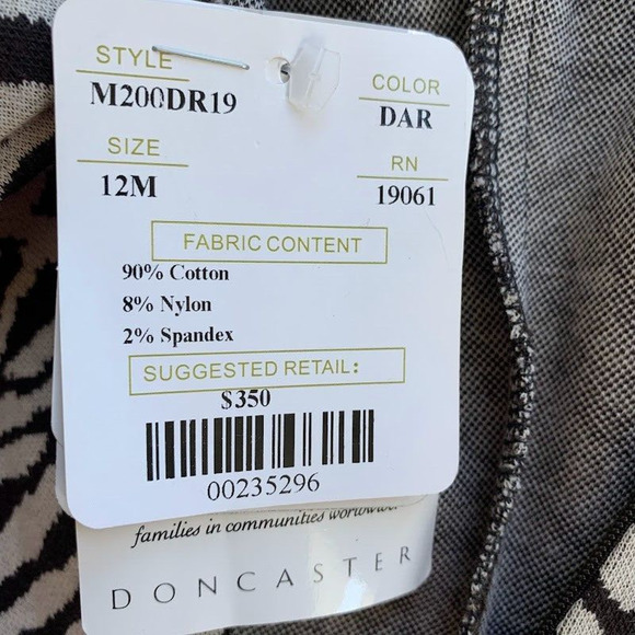 Doncaster Collection Knit Animal Print Dress Zebra Size 12 Stretch 3/4 Sleeve - Picture 8 of 8